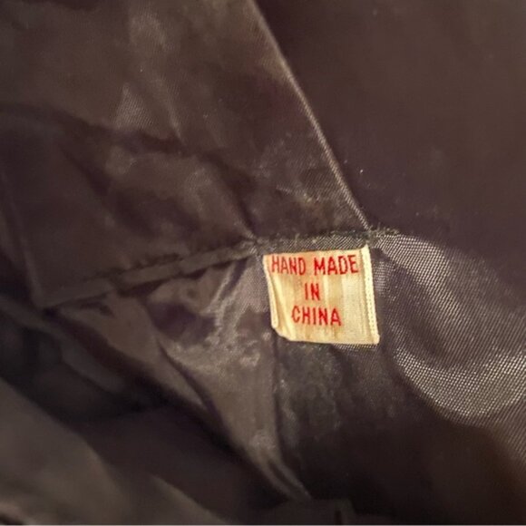 VINTAGE HANDMADE BAG CROSSBODY SHOULDER BEADED BLACK BROWN GOLD RED LONG STRAP - Picture 14 of 14